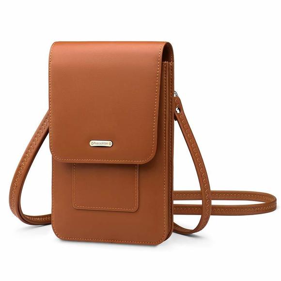 Brown Small Crossbody Purses, Rfid Leather Wallet, Travel o_o - Picture 1 of 6